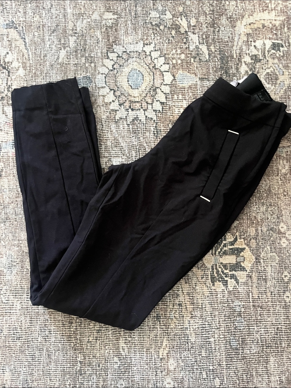 WoMen's Black Dress Pants pixie pants with gold detail